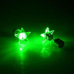 LED Light Up Star Stud Earrings (Green Color, 1 Pair Per Pack) - Glow-Paradise