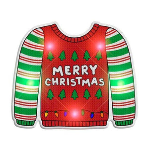 Light Up Christmas Sweater Stripes Body Light Pin (1 Per Pack) - Glow-Paradise