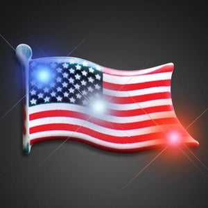 LED USA Flag Flashing Body Light Lapel Pins (1 Per Pack) - Glow-Paradise