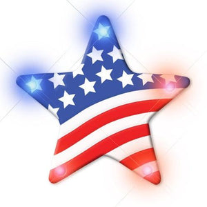 USA Star Flashing Body Light Lapel Pins (1 Per Pack) - Glow-Paradise