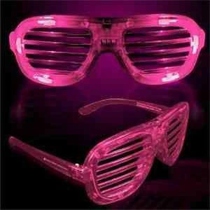 LED Light Up Slotted Rock Star Shutter Sunglasses (Pink Color, 6 Per Pack) - Glow-Paradise