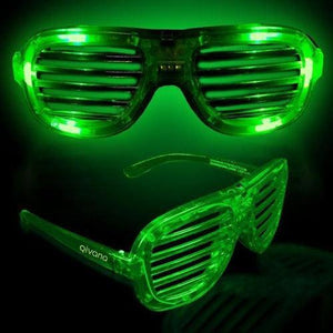 LED Light Up Slotted Rock Star Shutter Sunglasses (Green Color, 6 Per Pack) - Glow-Paradise