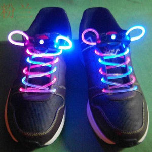 LED Light Up Shoelaces- Bi Color- Pink & White (1 Pair Per Pack) - Glow-Paradise