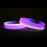 8 Inch Triple Wide Glow Bracelets - White Pink Purple (30 Counts Per Pack) - Glow-Paradise