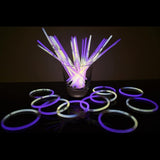 8 Inch Premium Glow Stick Bracelets - Bi Color - White/Purple (100 Counts Per Pack) - Glow-Paradise