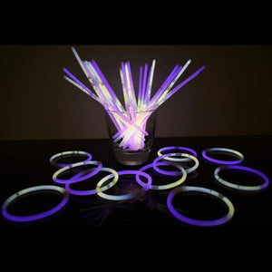 8 Inch Premium Glow Stick Bracelets - Bi Color - White/Purple (100 Counts Per Pack) - Glow-Paradise