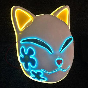 EL Anime Cat Mask Yellow and Aqua (1 Mask Per Pack) - Glow-Paradise